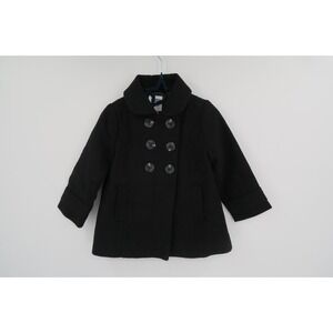 Old Navy Black Double Breasted Wool Blend Peacoat Toddler Girls Size‎ 3T